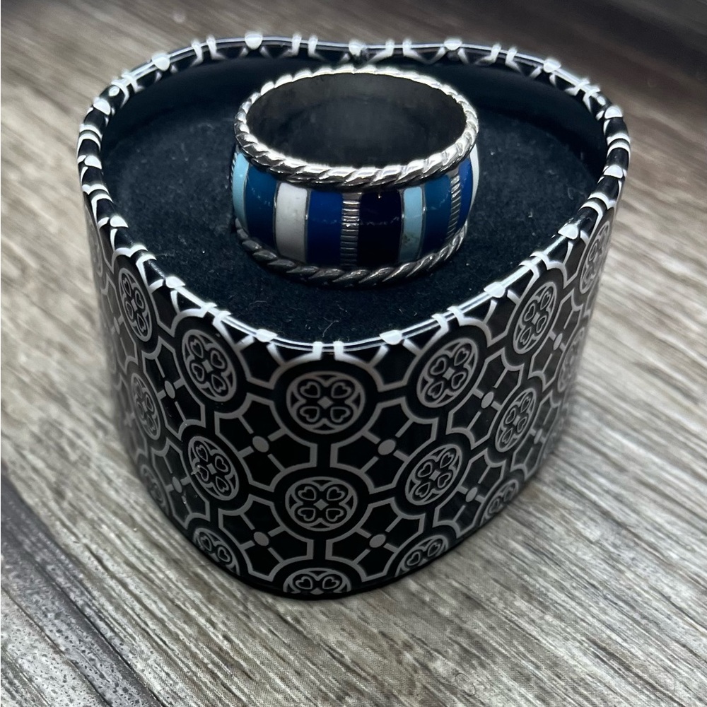Brighton Cabana blue, white, silver ring.